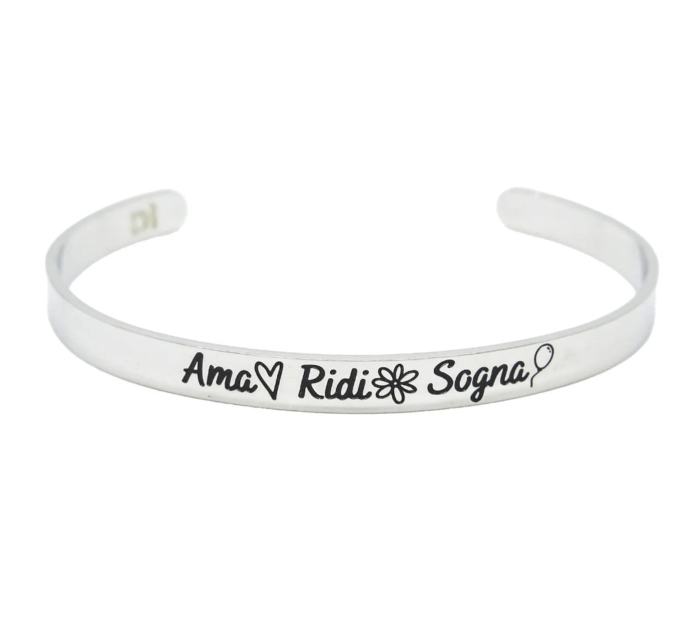 Bracciale rigido "Ama, Ridi, Sogna"